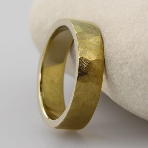 The Cavanacaw: Ethical 18ct Yellow Gold Wedding Ring with Hammered finish