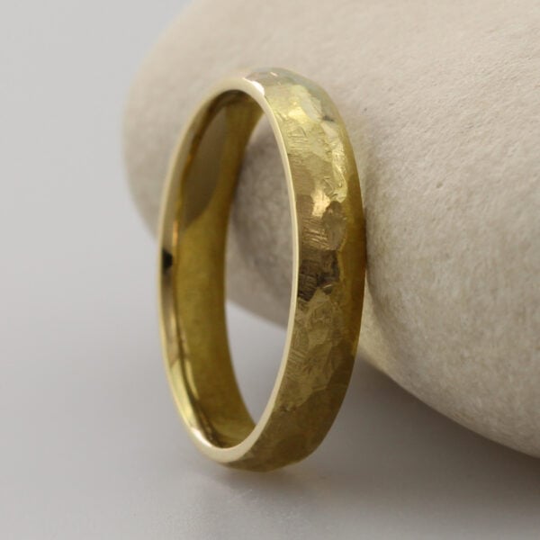 The Barr: Eco 18ct Yellow Gold Wedding Ring with Hammered finish