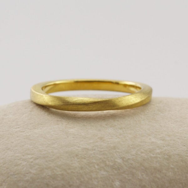 The Berry: Handmade 14ct Yellow Gold Twist Wedding Ring with Matt finish