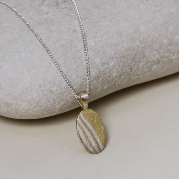 Handmade Oval Mokume Gane Pendant