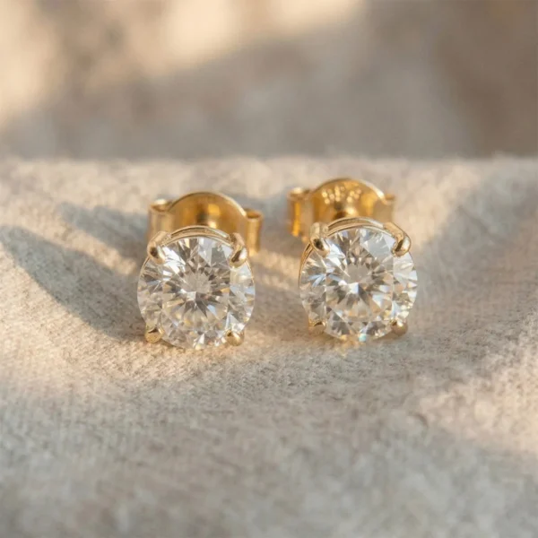 Handmade Solitaire Diamond or Moissanite Earrings