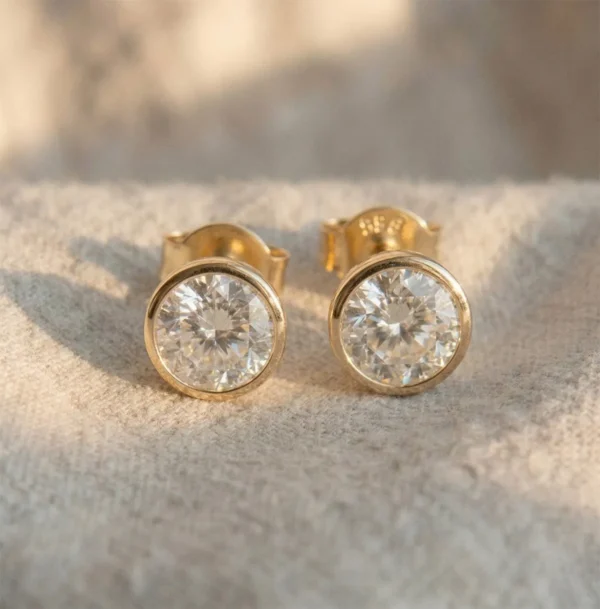 Ethical Flush Set Diamond or Moissanite Earrings