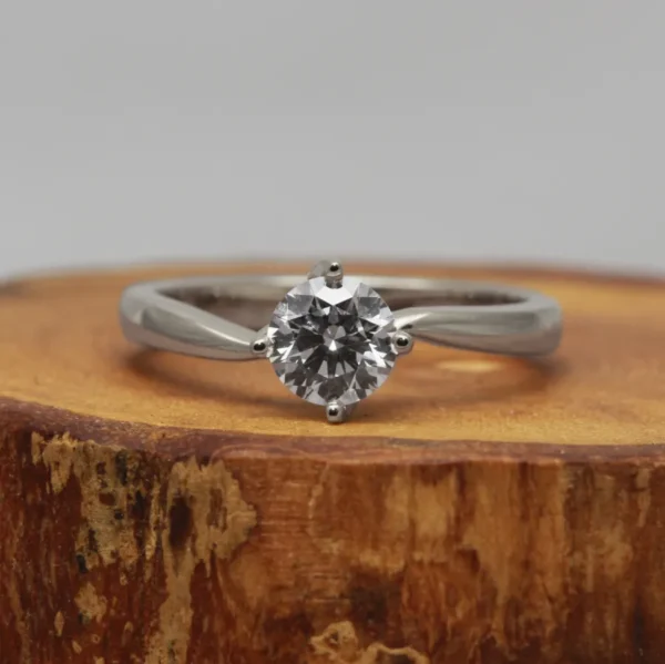 The Flour: Ethical Diamond or Moissanite 950 Platinum Twisted Prong Engagement Ring