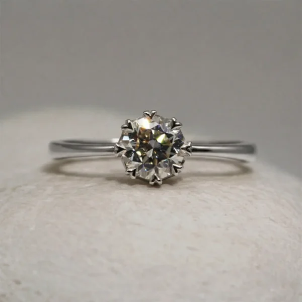 The Avon: Handmade 950 Platinum Crown Set Diamond or Moissanite Engagement Ring