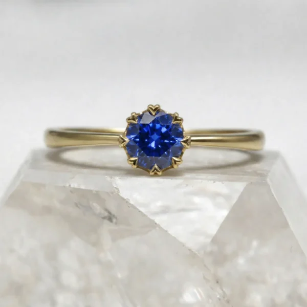 The Avon: Handmade 18ct Yellow Gold Crown Set 0.50ct Sapphire Engagement Ring