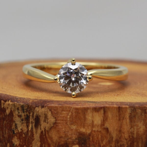 The Flour: Ethical Diamond or Moissanite 14ct Gold Twisted Prong Engagement Ring