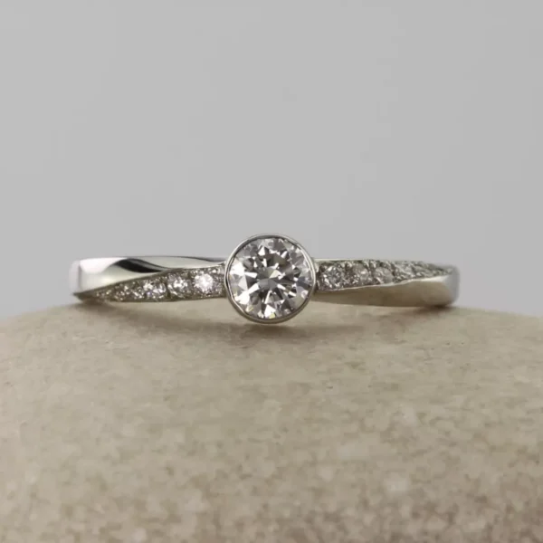 The Ruel: Handmade 950 Platinum Twist Moissanite or Diamond Engagement Ring
