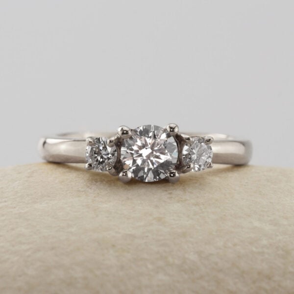 The Cloan: Ethical 950 Platinum Diamond or Moissanite Trilogy Engagement Ring