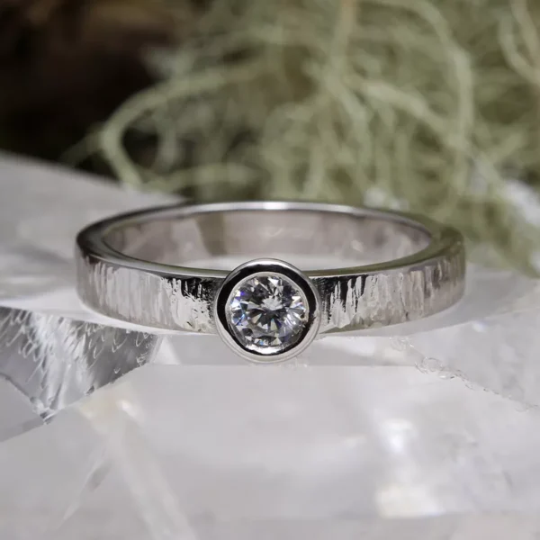 The Almond: Recycled 950 Platinum Moissanite or Diamond Ring