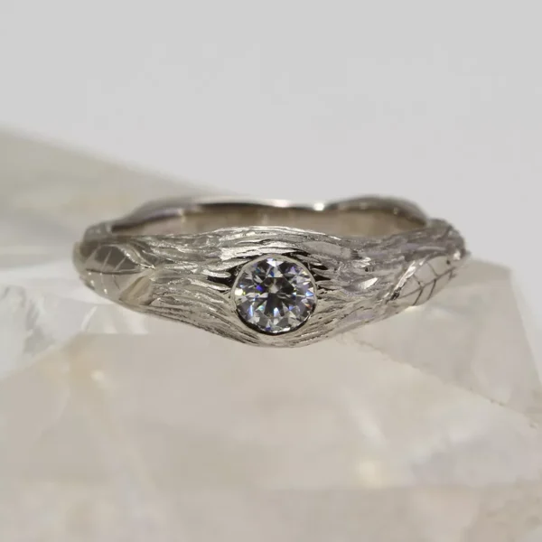 The Hershaw: Handmade 950 Platinum Diamond or Moissanite Twig Engagement Ring
