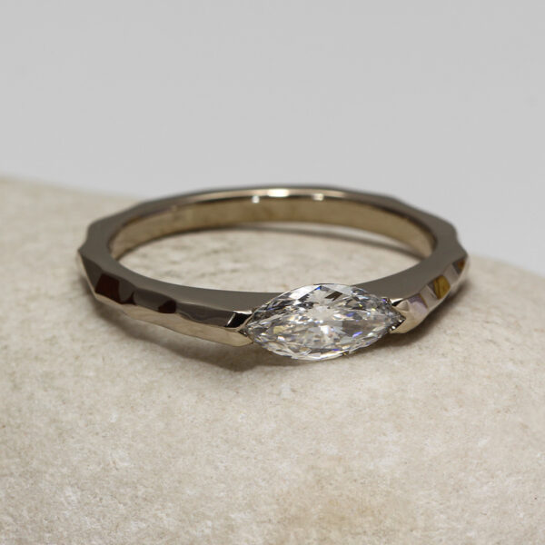 The Braan: Recycled White Gold Flush Set Diamond or Moissanite Engagement Ring
