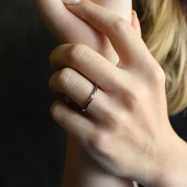 The Bachan: Recycled 950 Platinum Wedding Ring with Diamond or Moissanite
