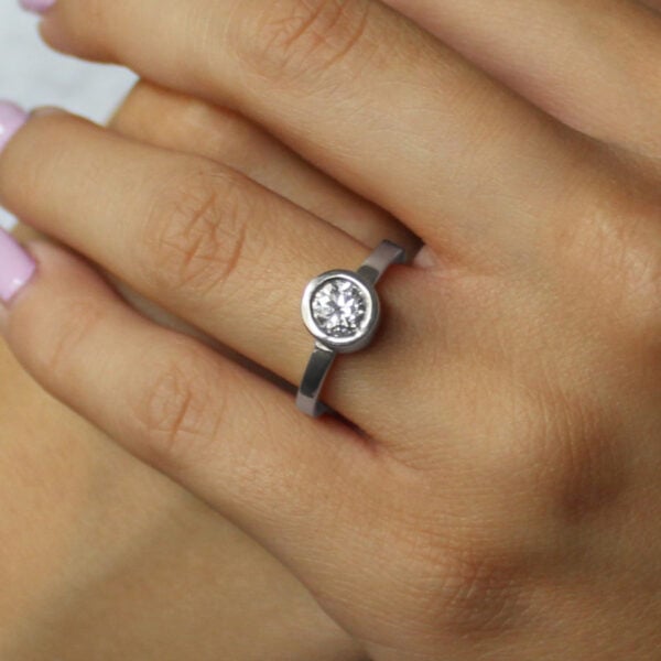 The Mellte: Handmade 950 Platinum Wed-fit Diamond or Moissanite Engagement Ring