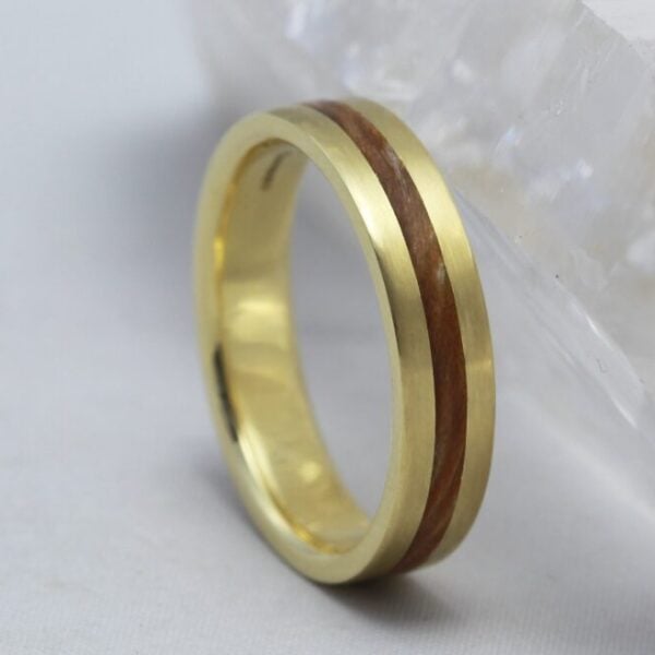 The Elvanfoot: Handmade 18ct Yellow Gold Ring with Wood Inlay