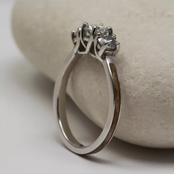 The Rother: Handmade 950 Platinum Three Stone Engagement Ring with Wood Inlay