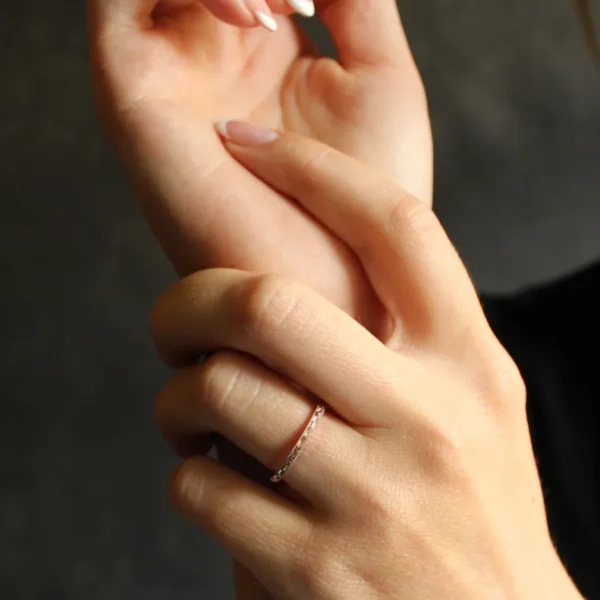 The Greta: Hand Engraved Orange Blossom 18ct Rose Gold Ring with Milgrain Edge