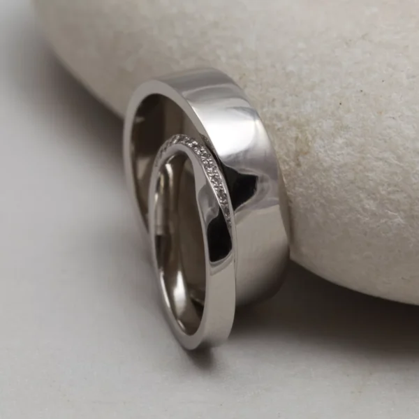 The Ellershie and Brora: Eco 18ct White Gold and Diamond or Moissanite Ring Set