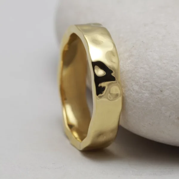 The Ardyne: Eco 14ct Yellow Gold Wedding Ring with glacier effect finish