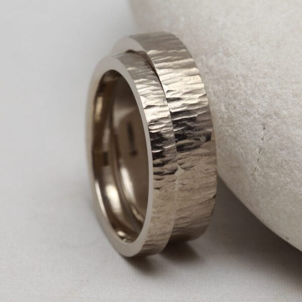 The Couls: Handmade 14ct White Gold Matching Wedding Bands