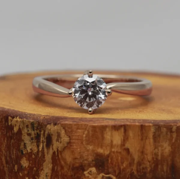 The Flour: Ethical Diamond or Moissanite 14ct Rose Gold Twisted Prong Engagement Ring
