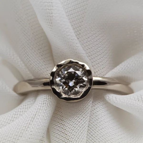 The Foreburn: Handmade 18ct White Gold Diamond or Moissanite Engagement Ring