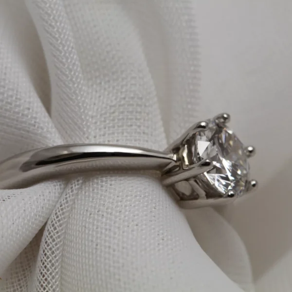 The Kinloch: Recycled 950 Platinum Six Prong Basket Solitaire Moissanite or Diamond Engagement Ring