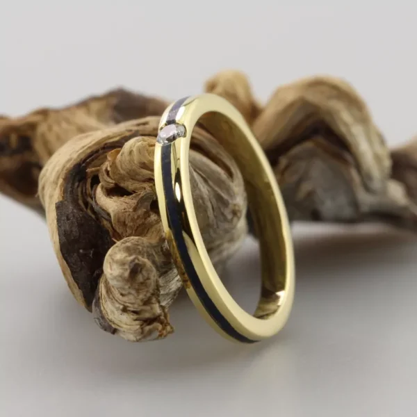 The Sherbourne: Recycled 18ct Gold Ring with Lapis lazuli Inlay and Diamond or Moissanite