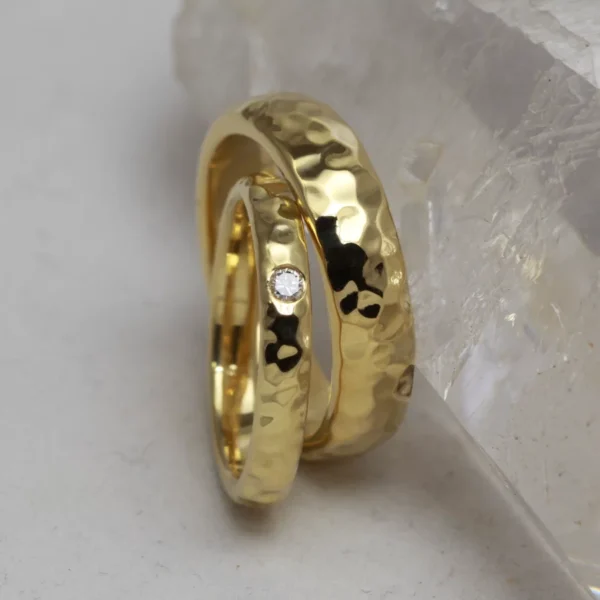 The Kinglass and The Glenshee: Eco 18ct Gold Rings with Diamond, Moissanite or Sapphire