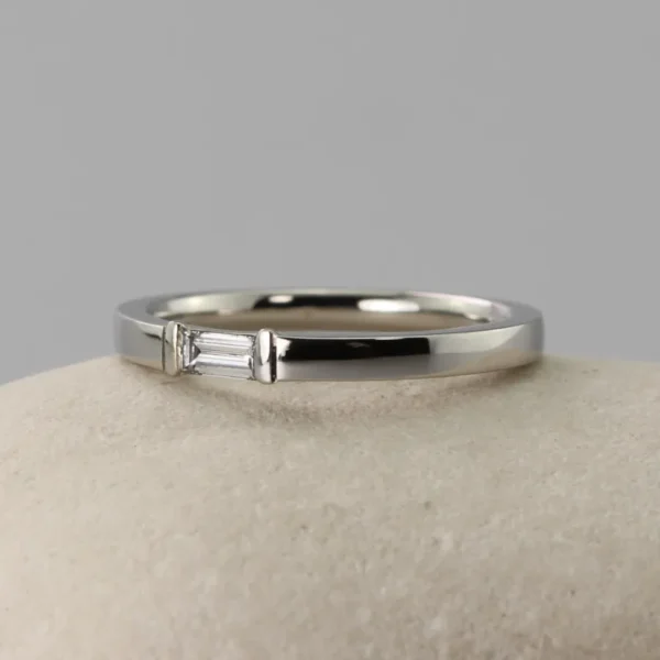 The Dulnain: Ethical 950 Platinum Baguette Diamond or Moissanite Ring