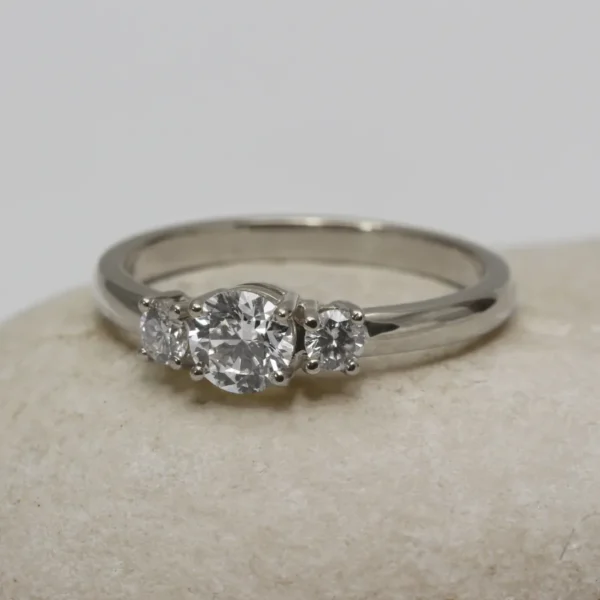 The Cloan: Ethical 950 Platinum Diamond or Moissanite Trilogy Engagement Ring