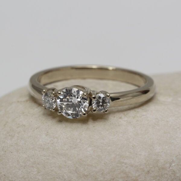 The Cloan: Ethical 18ct White Gold Diamond or Moissanite Trilogy Engagement Ring