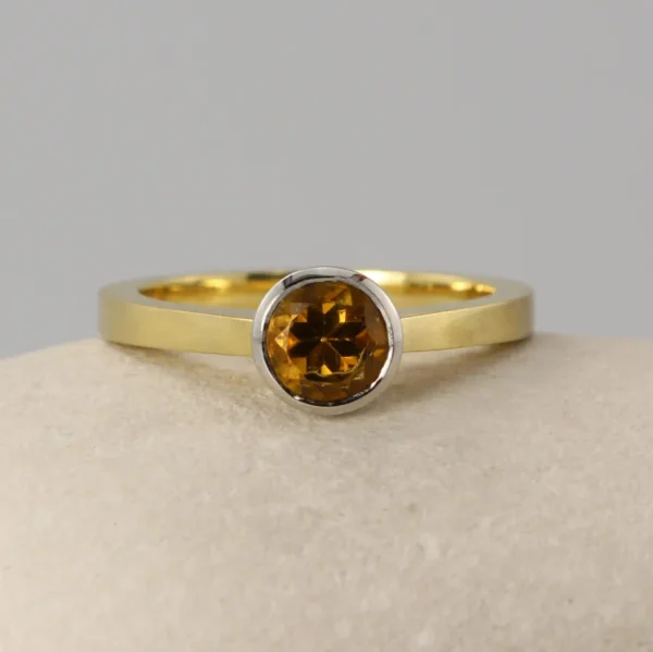 The Evelix: 18ct Yellow Gold and Platinum Engagement Ring with Citrine