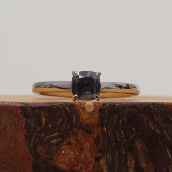 The Tombane: Handmade 950 Platinum Salt & Pepper Diamond Engagement Ring