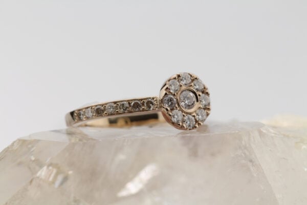 The Lea: Handmade 18ct Rose Gold Wed-fit Diamond or Moissanite Halo Engagement Ring