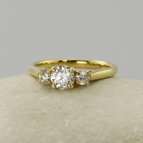 The Cloan: Ethical 18ct Gold Diamond or Moissanite Trilogy Engagement Ring