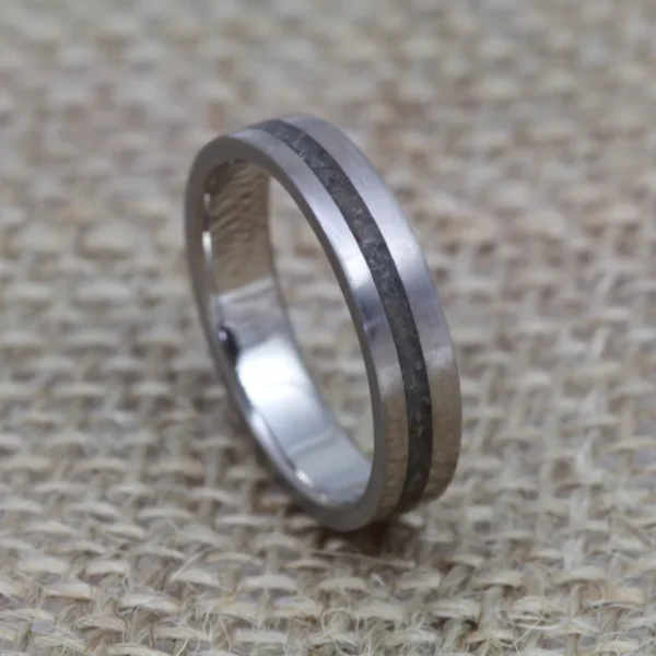 The Elvanfoot: Ethical 14ct White Gold Ring with Granite Inlay