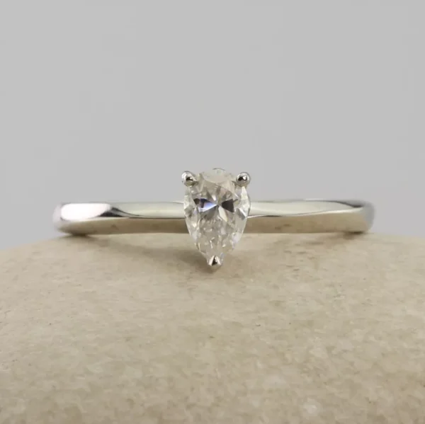 The Yealm: Recycled 950 Platinum Pear Cut Solitaire Engagement Ring