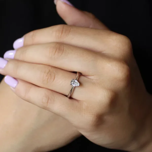 The Yealm: Recycled 950 Platinum Pear Cut Solitaire Engagement Ring