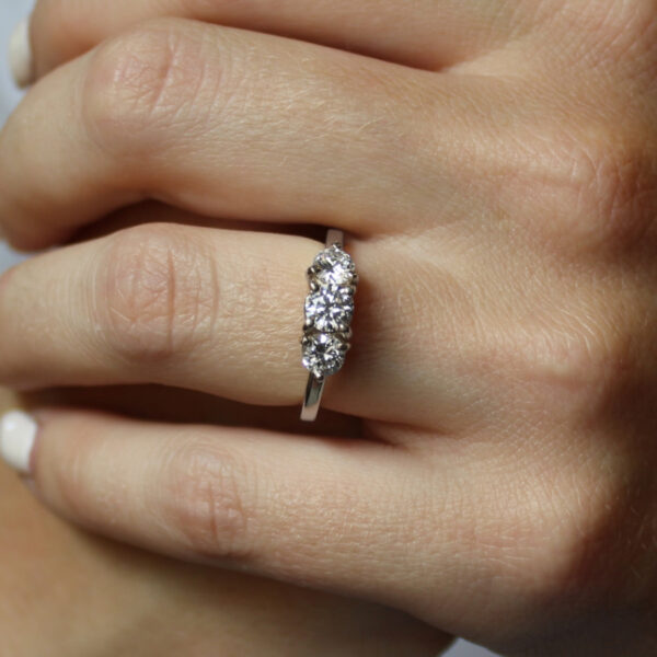 The Torridge: Ethical 18ct White Gold Diamond or Moissanite Trilogy Engagement Ring