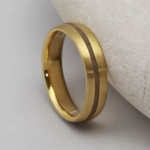 The Cononish: Handmade 18ct Yellow Gold Ring with Deer Antler Inlay