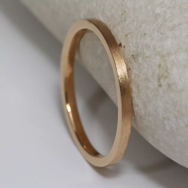 The Clough: Handmade 14ct Rose Gold Wedding Band with Etched finish