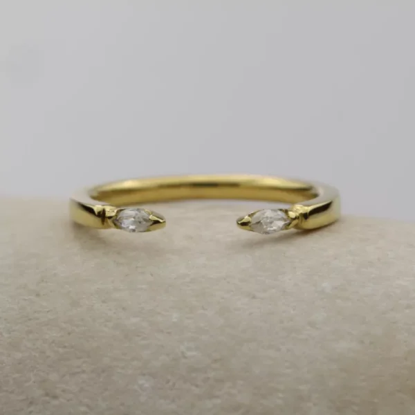 The Kerrow: Handmade 18ct Gold Marquise Diamond Open Wedding Ring