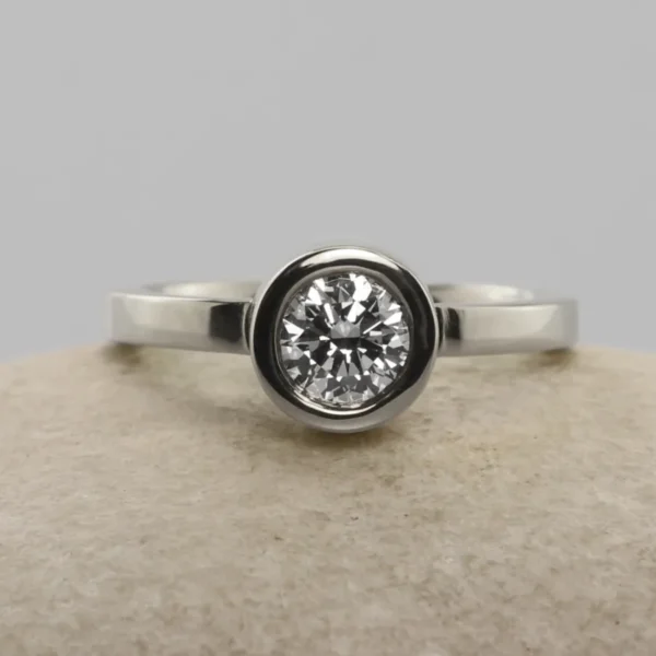 The Mellte: Handmade 950 Platinum Wed-fit Diamond or Moissanite Engagement Ring