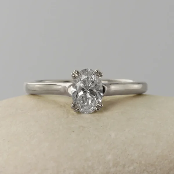 The Ouse: Handmade 950 Platinum Wed-fit Oval Cut Diamond or Moissanite Engagement Ring