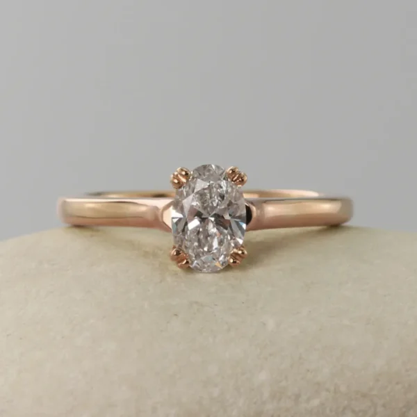 The Ouse: Handmade 14ct Rose Gold Wedfit Oval Cut Diamond or Moissanite Engagement Ring