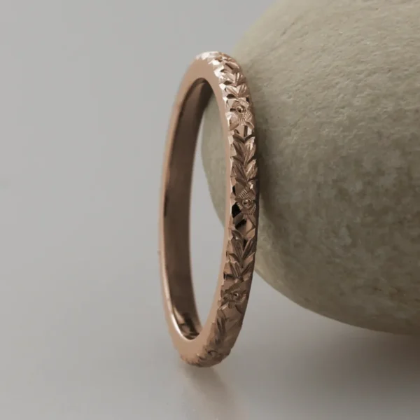The Swale: Hand Engraved Orange Blossom 14ct Rose Gold Ring