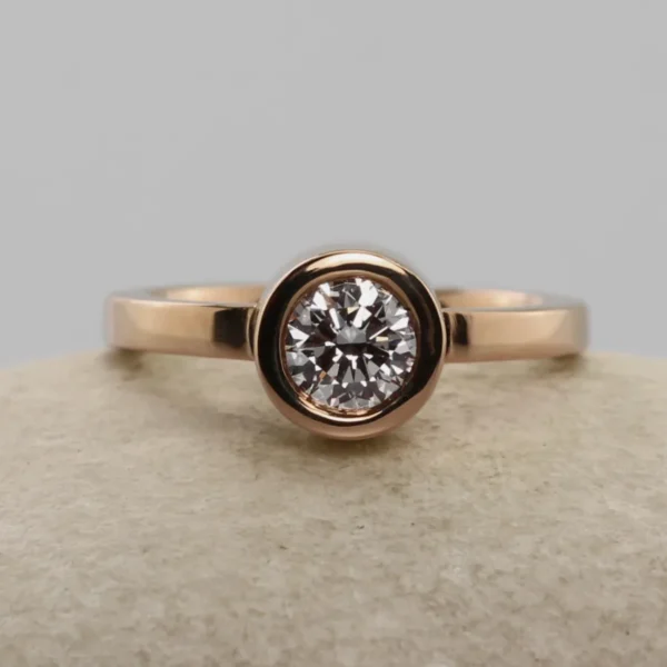 The Mellte: Handmade 14ct Rose Gold Wedfit Diamond or Moissanite Engagement Ring