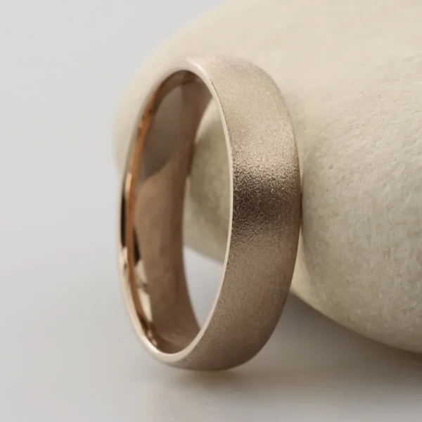 The Lochy: 18ct Rose Gold Wedding Ring with Etched finish
