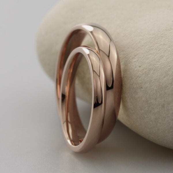 The Devons: Handmade 14ct Rose Gold Matching Wedding Ring Set