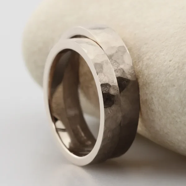 The Cavanacaws: Recycled 18ct White Gold Matching Wedding Ring Set